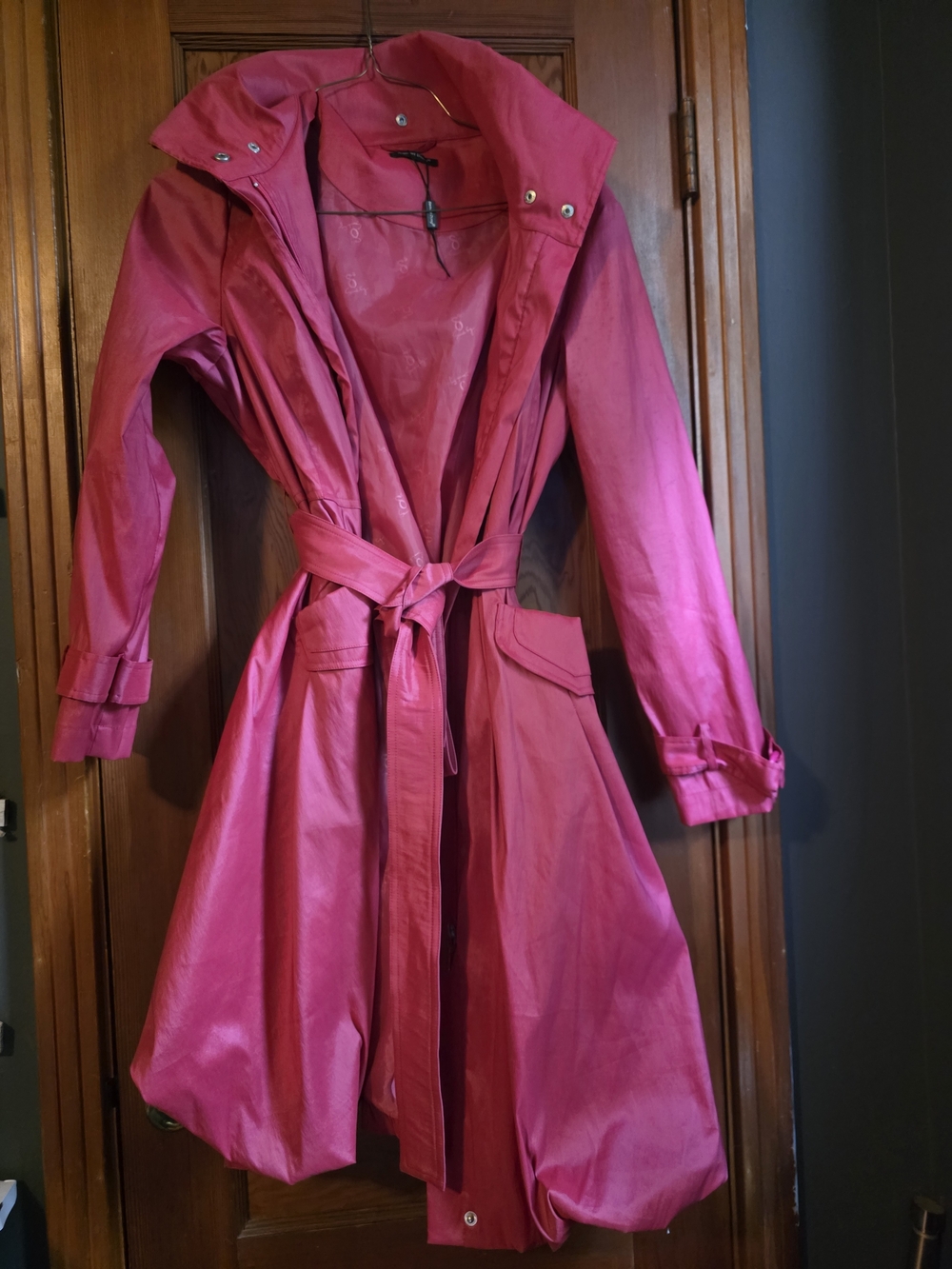 Samuel Dong Hot Pink Trench Coat with Self Tie Belt And POCKETS!!
